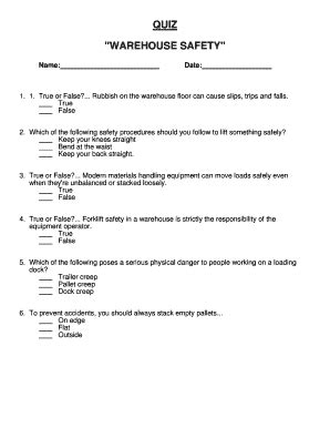 warehouse bottle machinery test quiz|warehouse safety quiz.